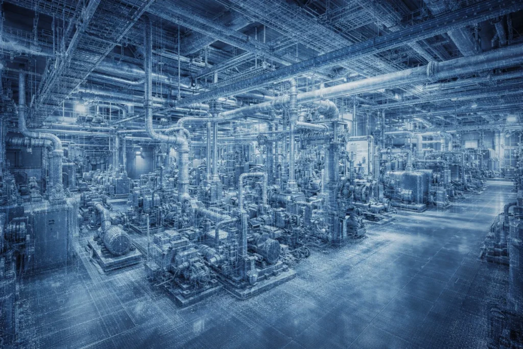 Dữ liệu point cloud của nhà xưởng và hệ thống MEP sau khi quét bằng SHARE S30